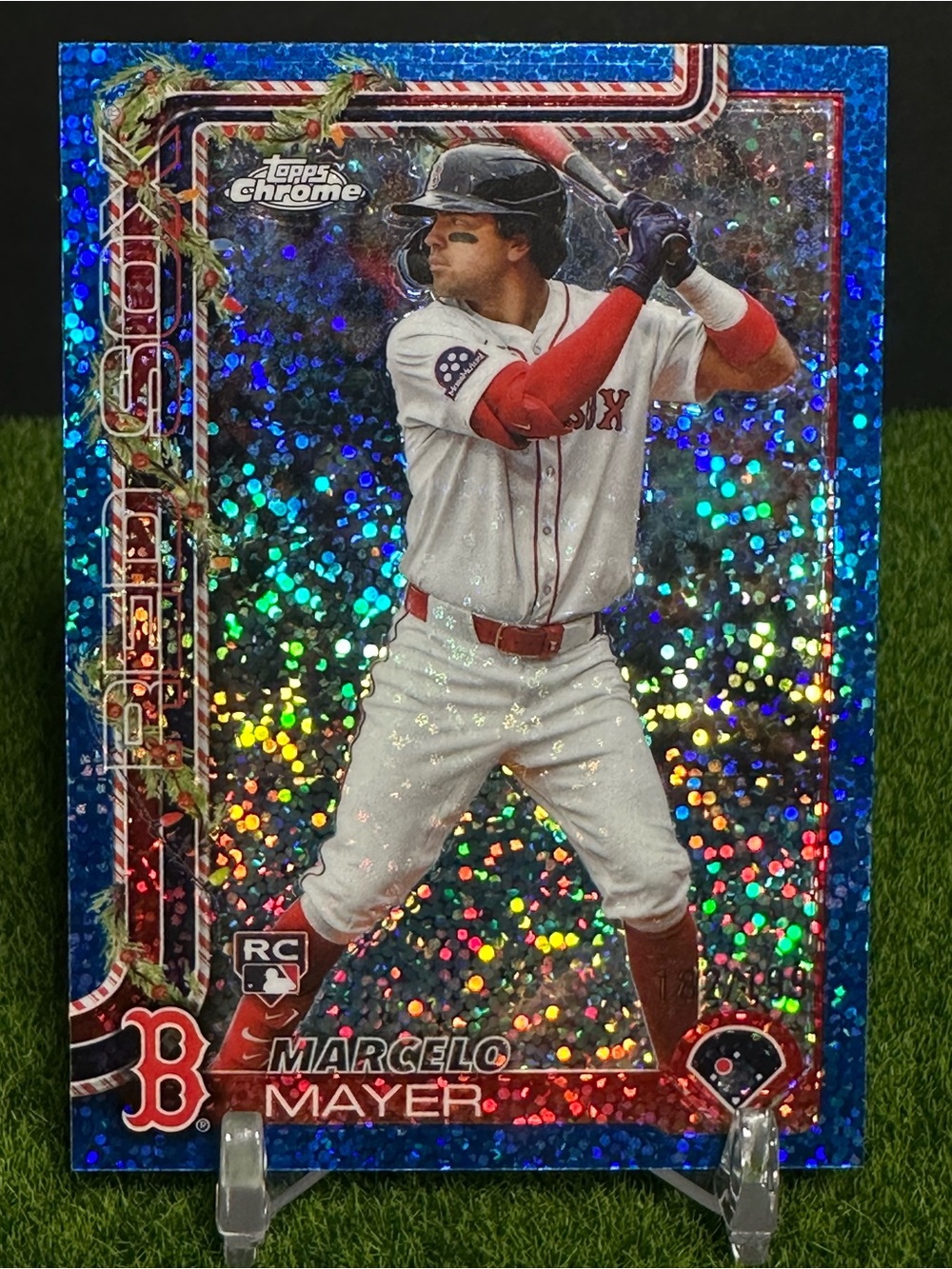 2025 Topps Holiday Boston Red Sox Marcelo Mayer Chrome Blue Sparkle Rookie /199